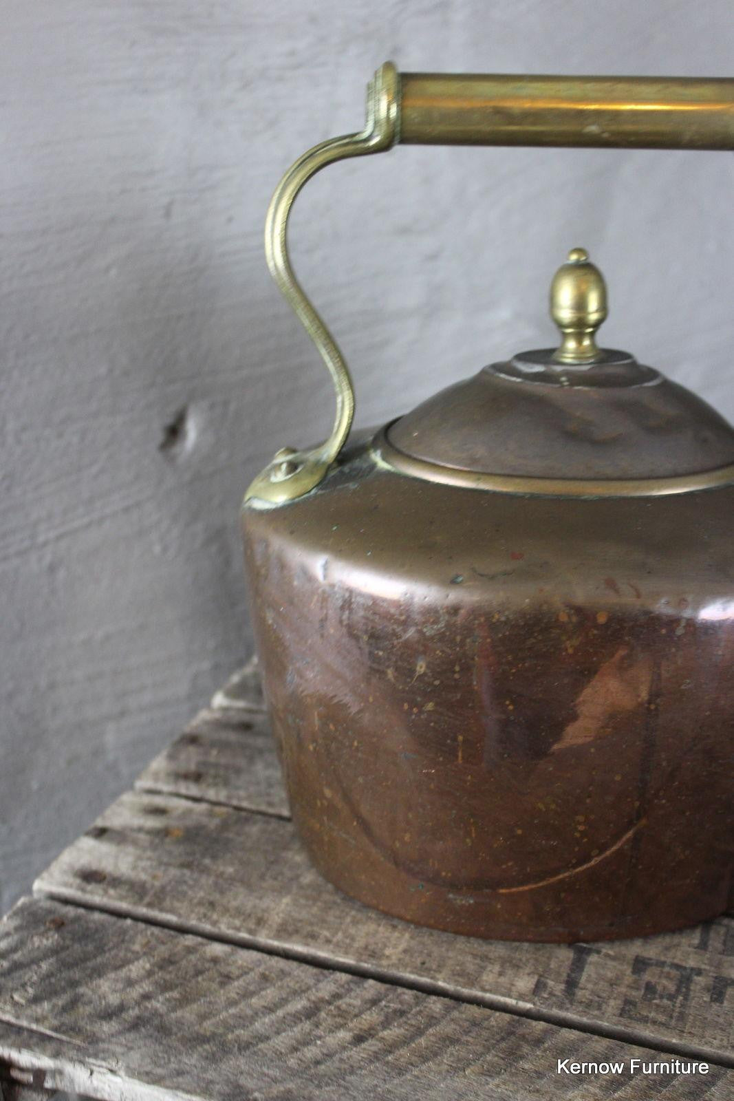 Decorative Stove Top Antique Copper & Brass Kettle - Kernow Furniture