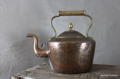 Decorative Stove Top Antique Copper & Brass Kettle - Kernow Furniture