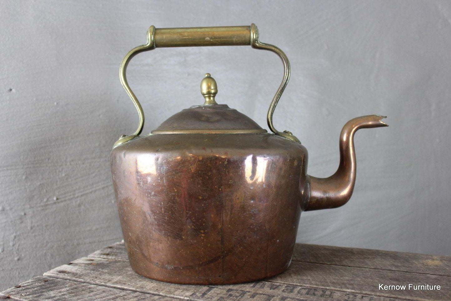 Decorative Stove Top Antique Copper & Brass Kettle - Kernow Furniture