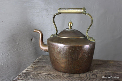 Decorative Stove Top Antique Copper & Brass Kettle - Kernow Furniture