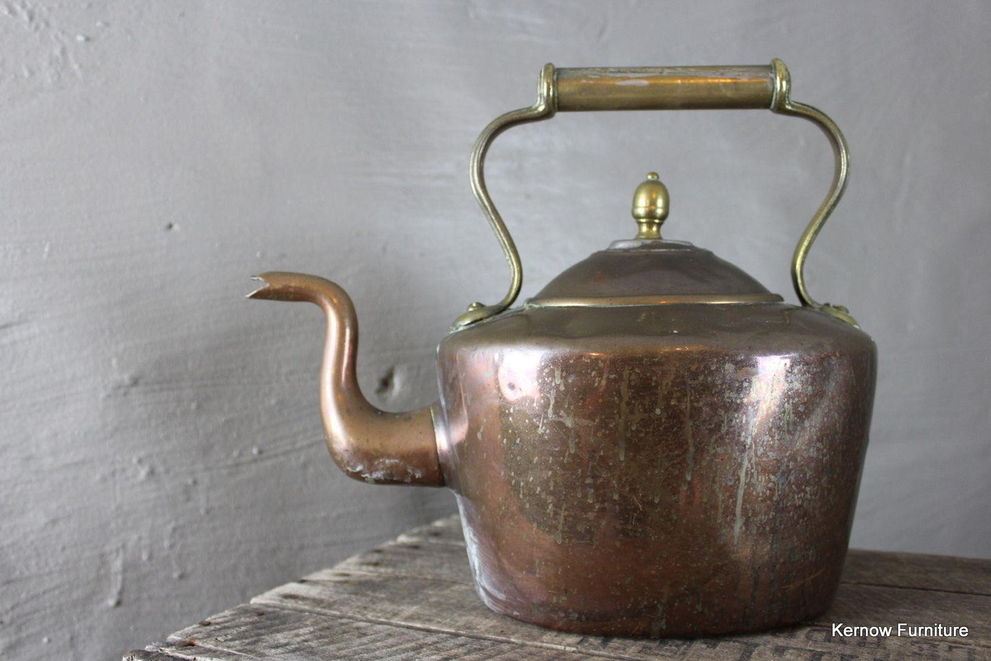 Decorative Stove Top Antique Copper & Brass Kettle - Kernow Furniture