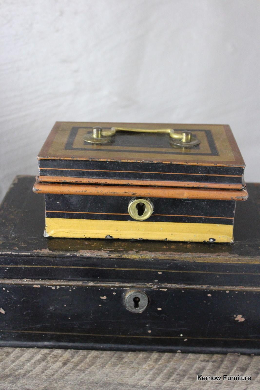 Pair Antique Small Black Tins - Kernow Furniture