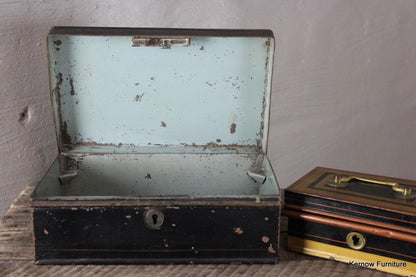 Pair Antique Small Black Tins - Kernow Furniture