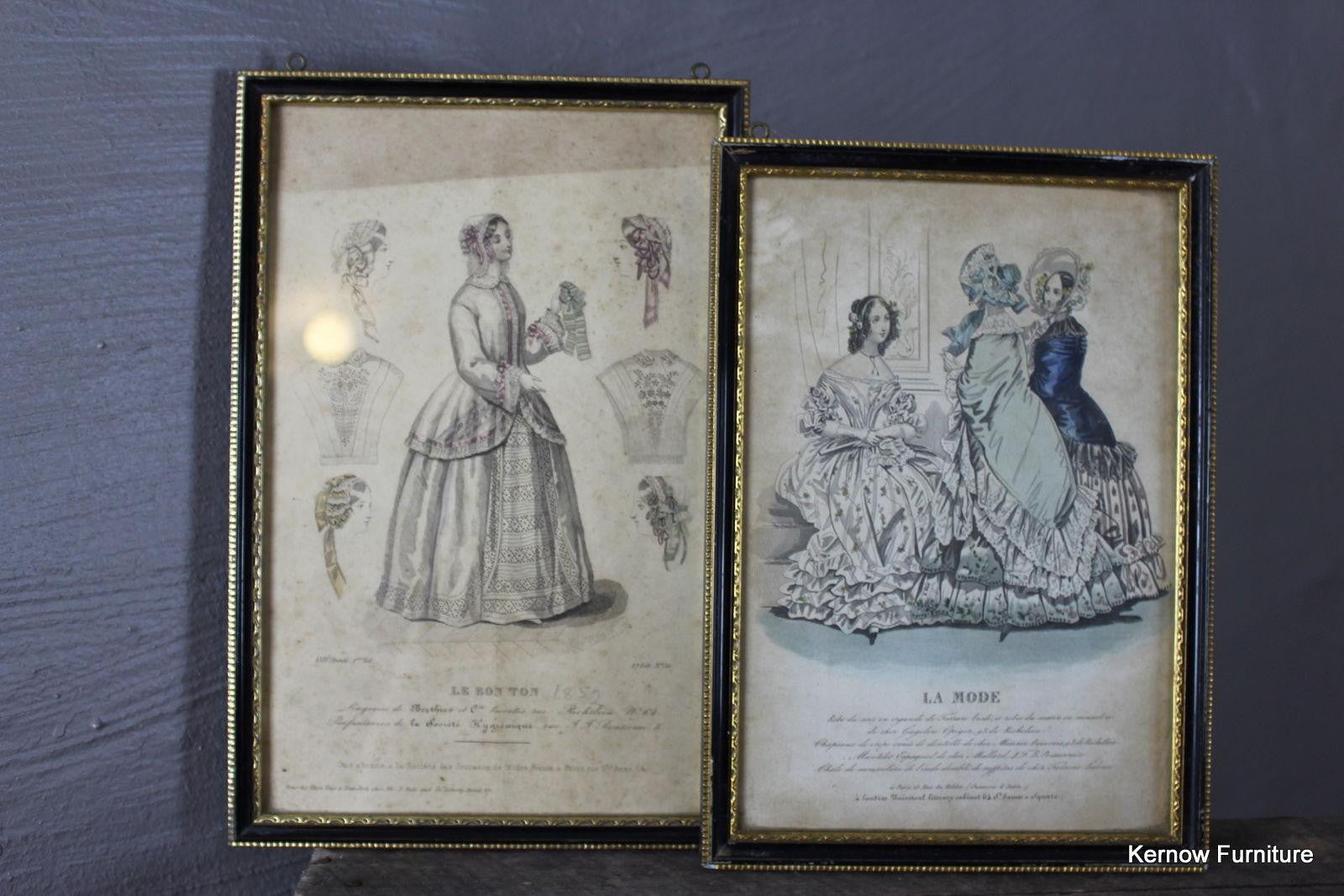 Set 5 Framed Victorian Fashion Plate - Kernow Furniture