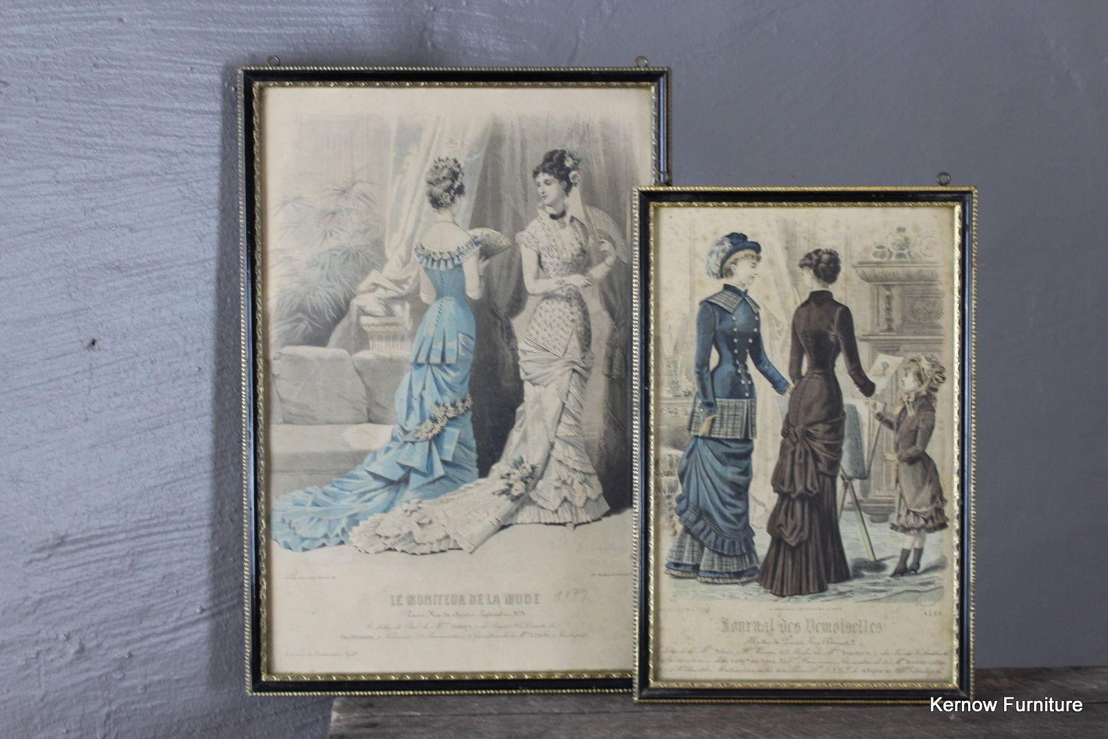 Set 5 Framed Victorian Fashion Plate - Kernow Furniture