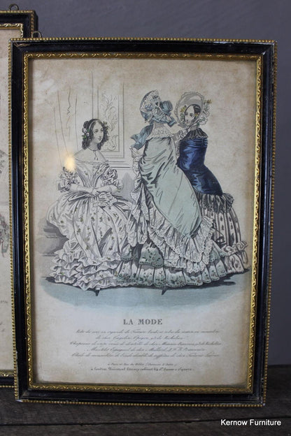 Set 5 Framed Victorian Fashion Plate - Kernow Furniture