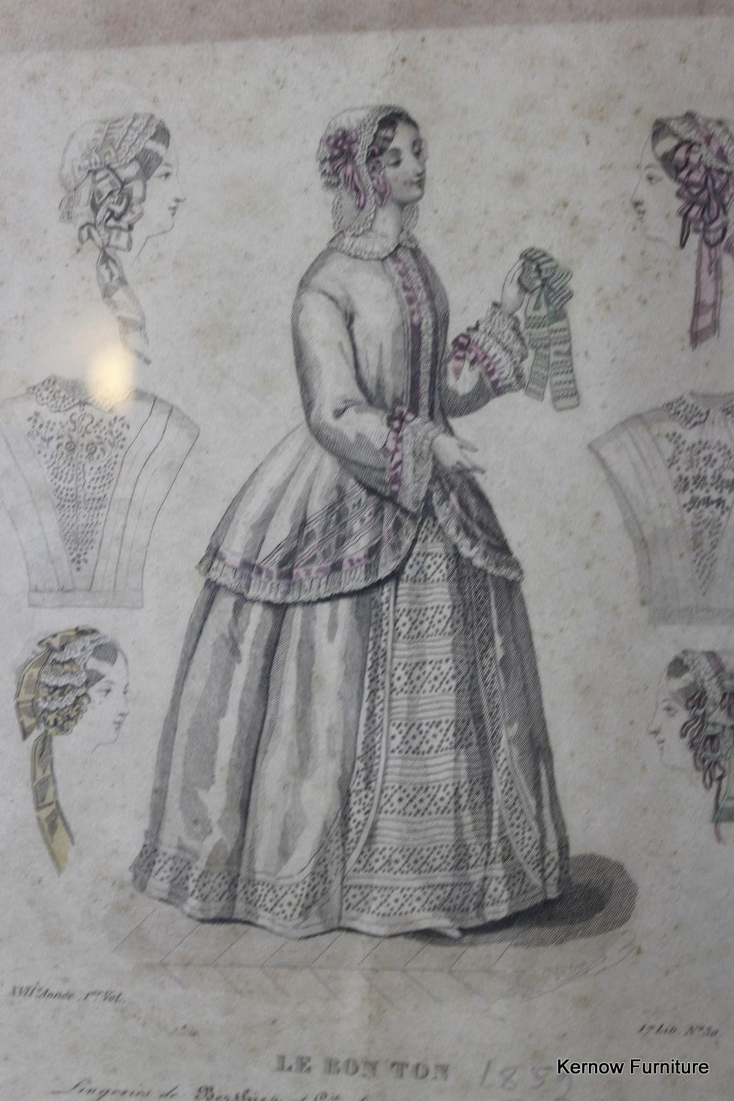 Set 5 Framed Victorian Fashion Plate - Kernow Furniture