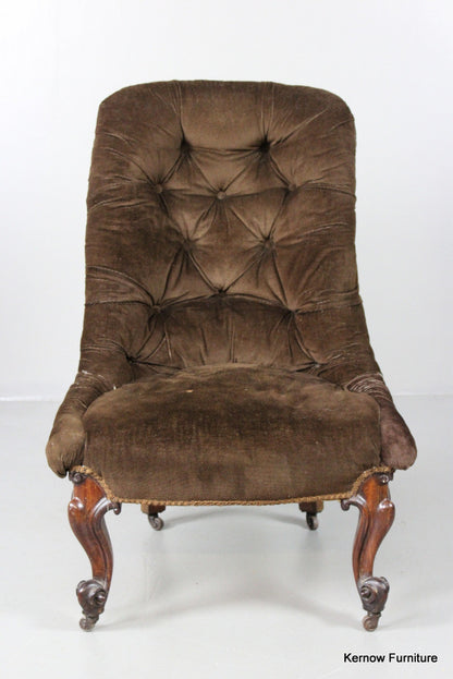 Antique Victorian Button Back Armchair - Kernow Furniture
