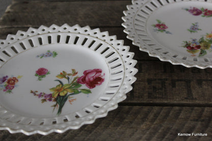 Set 6 Pierced China Floral Plates - Kernow Furniture