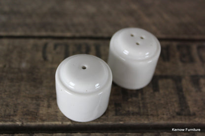 Tiny White Salt & Pepper Pots - Kernow Furniture