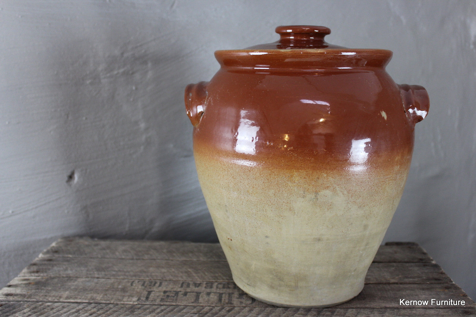 Large Stoneware Jar & Lid - Kernow Furniture