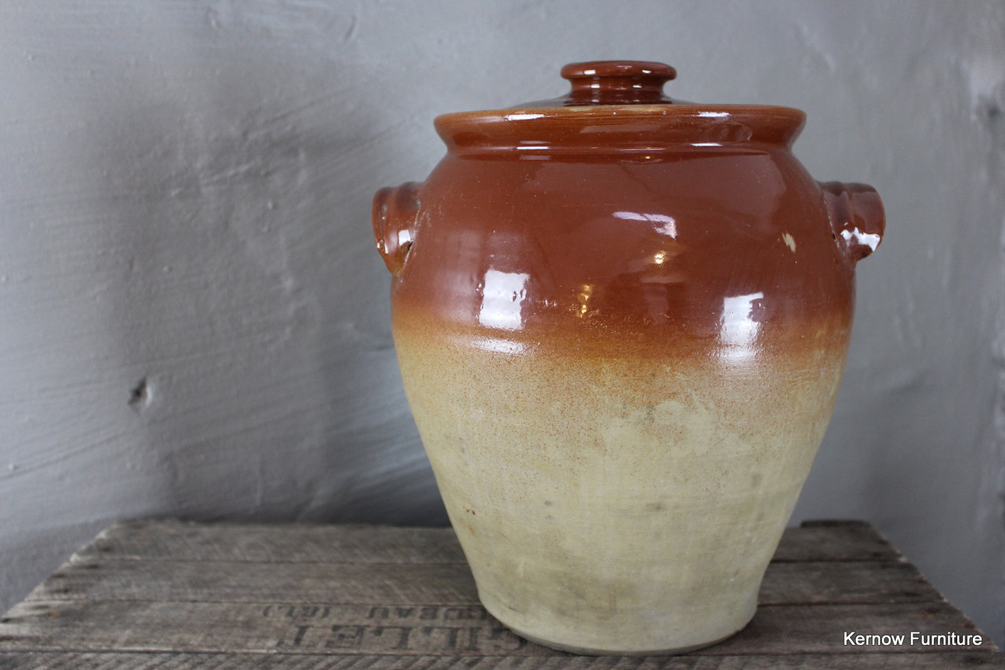 Large Stoneware Jar & Lid - Kernow Furniture