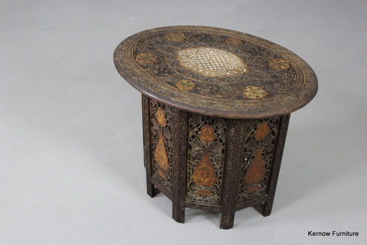 Carved & Inlaid Syrian Side Table - Kernow Furniture