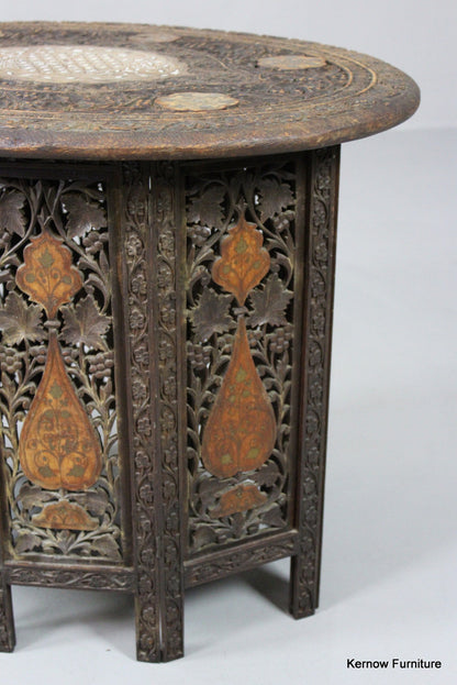 Carved & Inlaid Syrian Side Table - Kernow Furniture