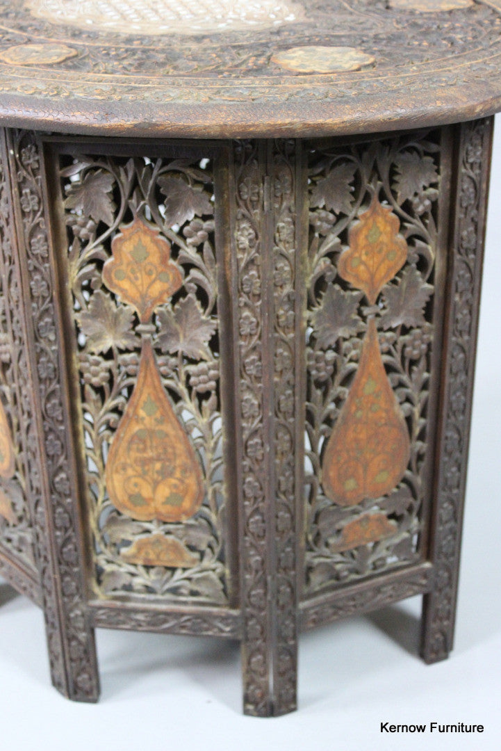 Carved & Inlaid Syrian Side Table - Kernow Furniture