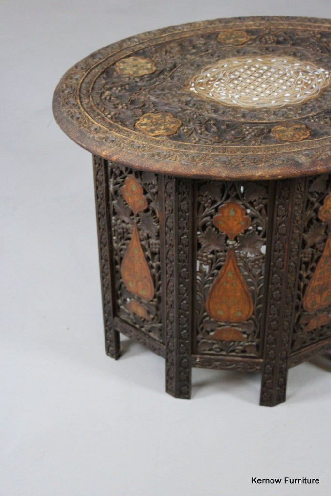 Carved & Inlaid Syrian Side Table - Kernow Furniture