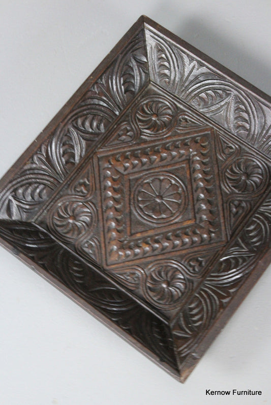 Antique Oak Carved Layette Tray - Kernow Furniture