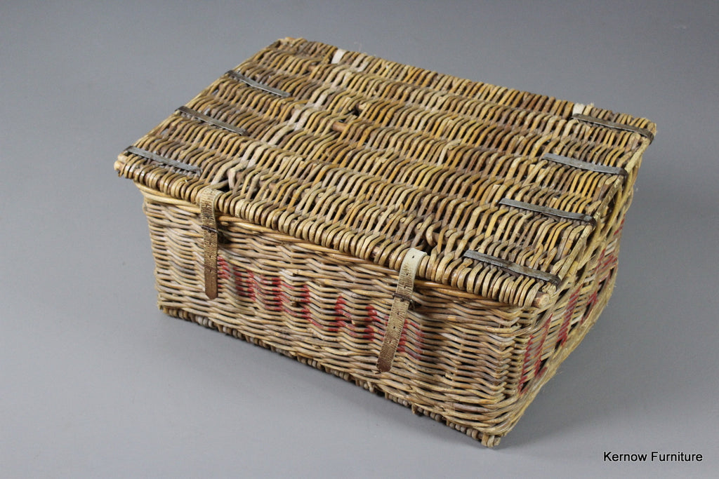 Vintage Hinged Lid Laundry Basket - Kernow Furniture