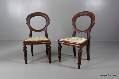 Pair Mahogany Balloon Back Dining Chairs - Kernow Furniture