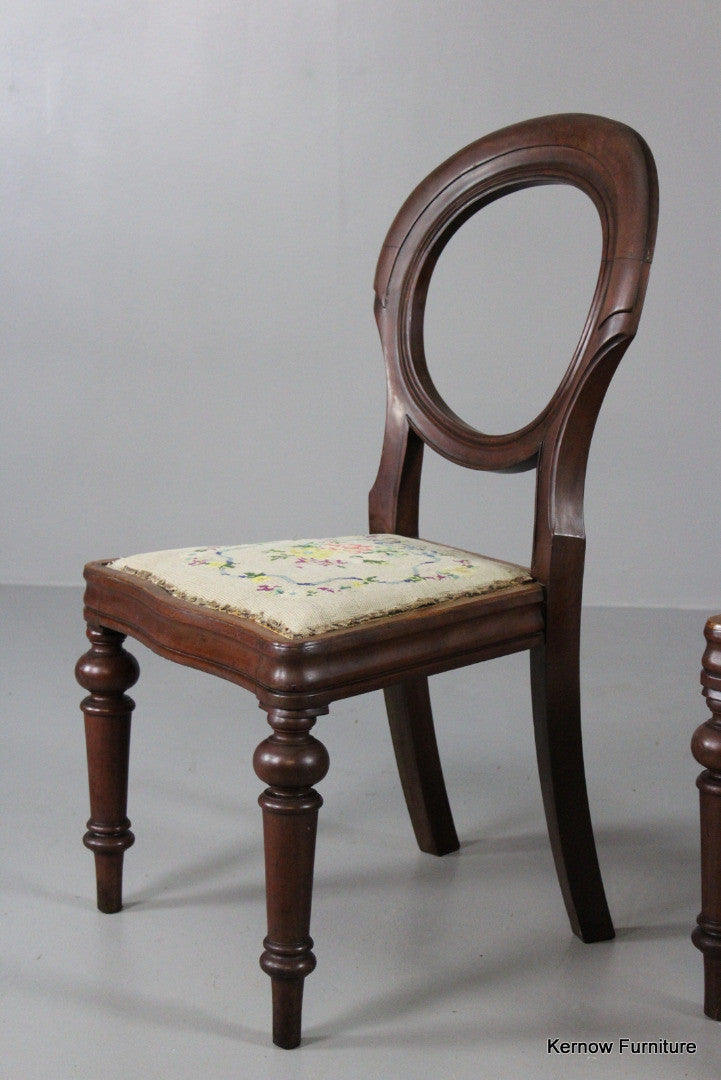 Pair Mahogany Balloon Back Dining Chairs - Kernow Furniture