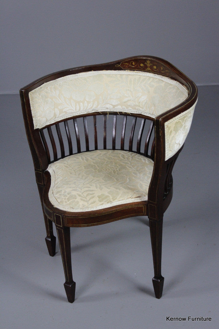 Victorian Upholstered Inlaid Corner Chair - Kernow Furniture