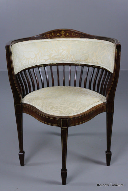 Victorian Upholstered Inlaid Corner Chair - Kernow Furniture