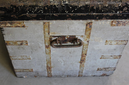 Large Antique Naval Travelling Trunk Rough Luxe - Kernow Furniture