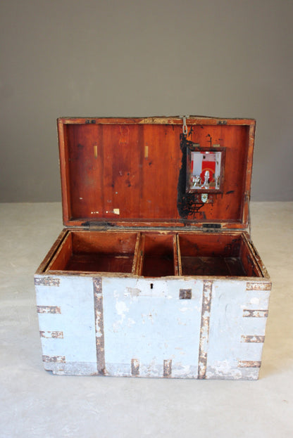 Large Antique Naval Travelling Trunk Rough Luxe - Kernow Furniture