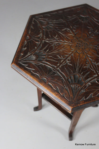 Hexagonal Carved Side Table - Kernow Furniture