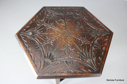 Hexagonal Carved Side Table - Kernow Furniture