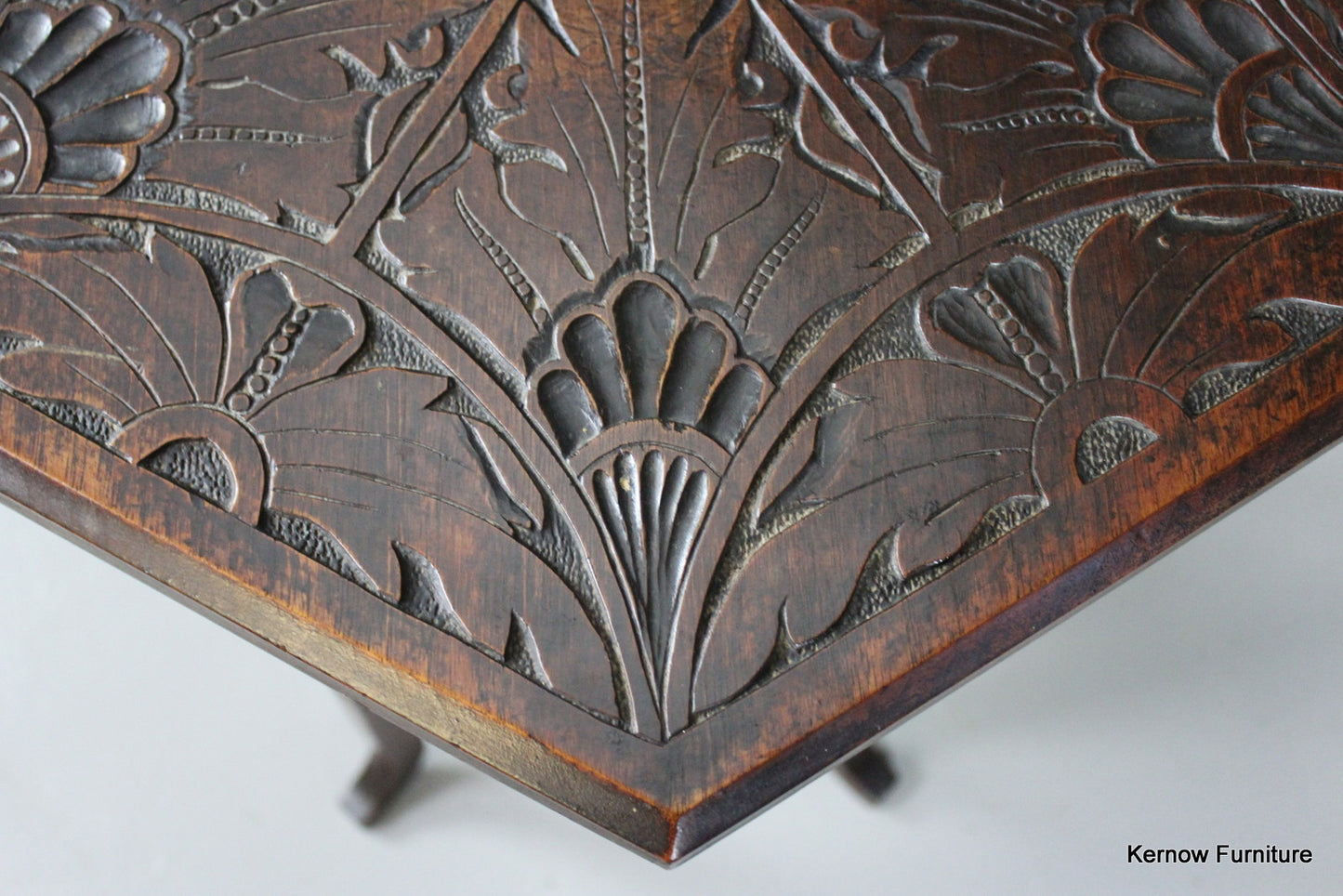 Hexagonal Carved Side Table - Kernow Furniture