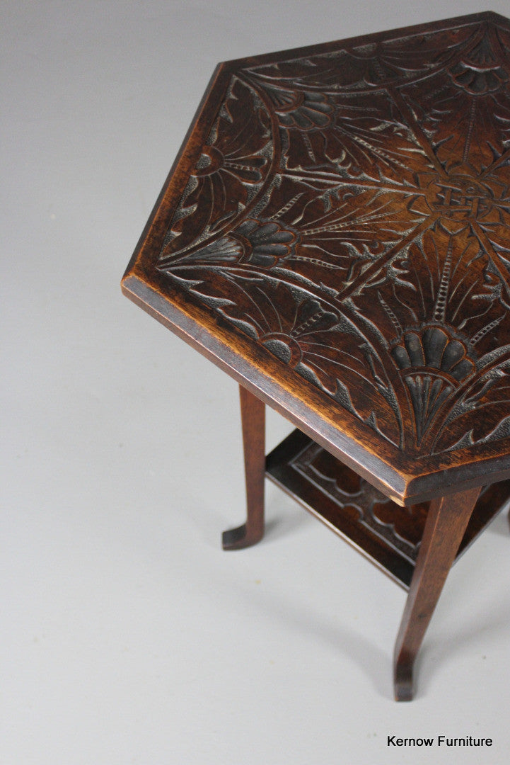 Hexagonal Carved Side Table - Kernow Furniture