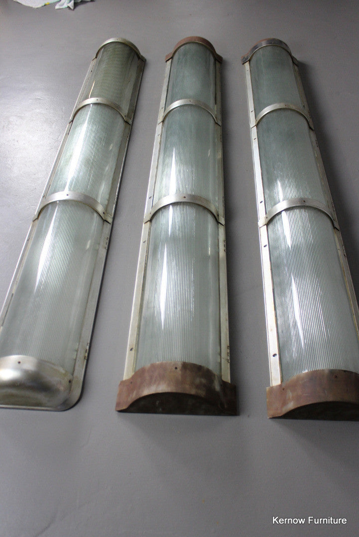 Set 3 Mid 20th Century Train Carriage Light Shades - Kernow Furniture