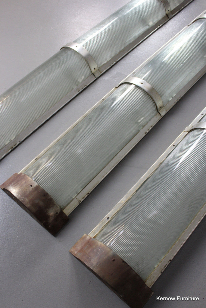 Set 3 Mid 20th Century Train Carriage Light Shades - Kernow Furniture