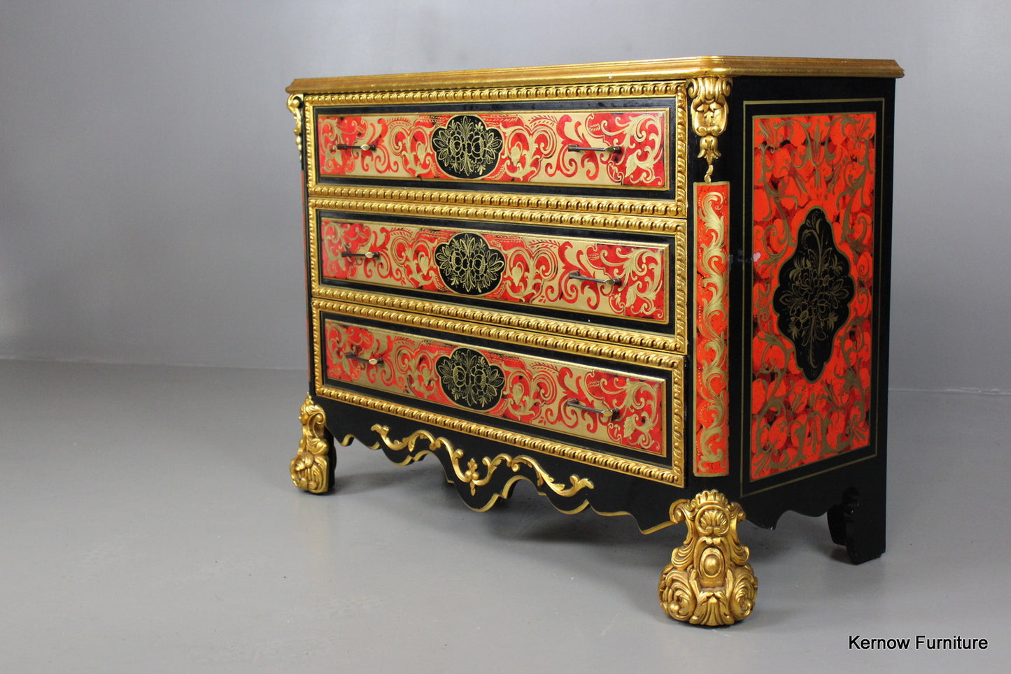 Ornate Handpainted Gilt Chest of Drawers - Kernow Furniture