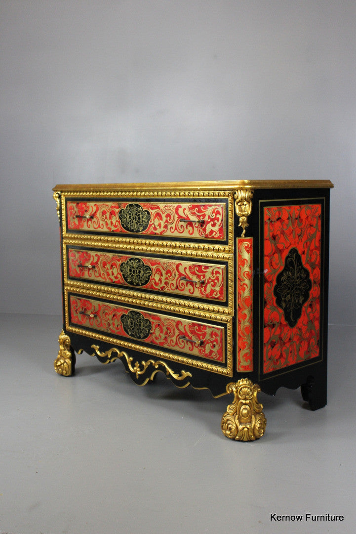 Ornate Handpainted Gilt Chest of Drawers - Kernow Furniture