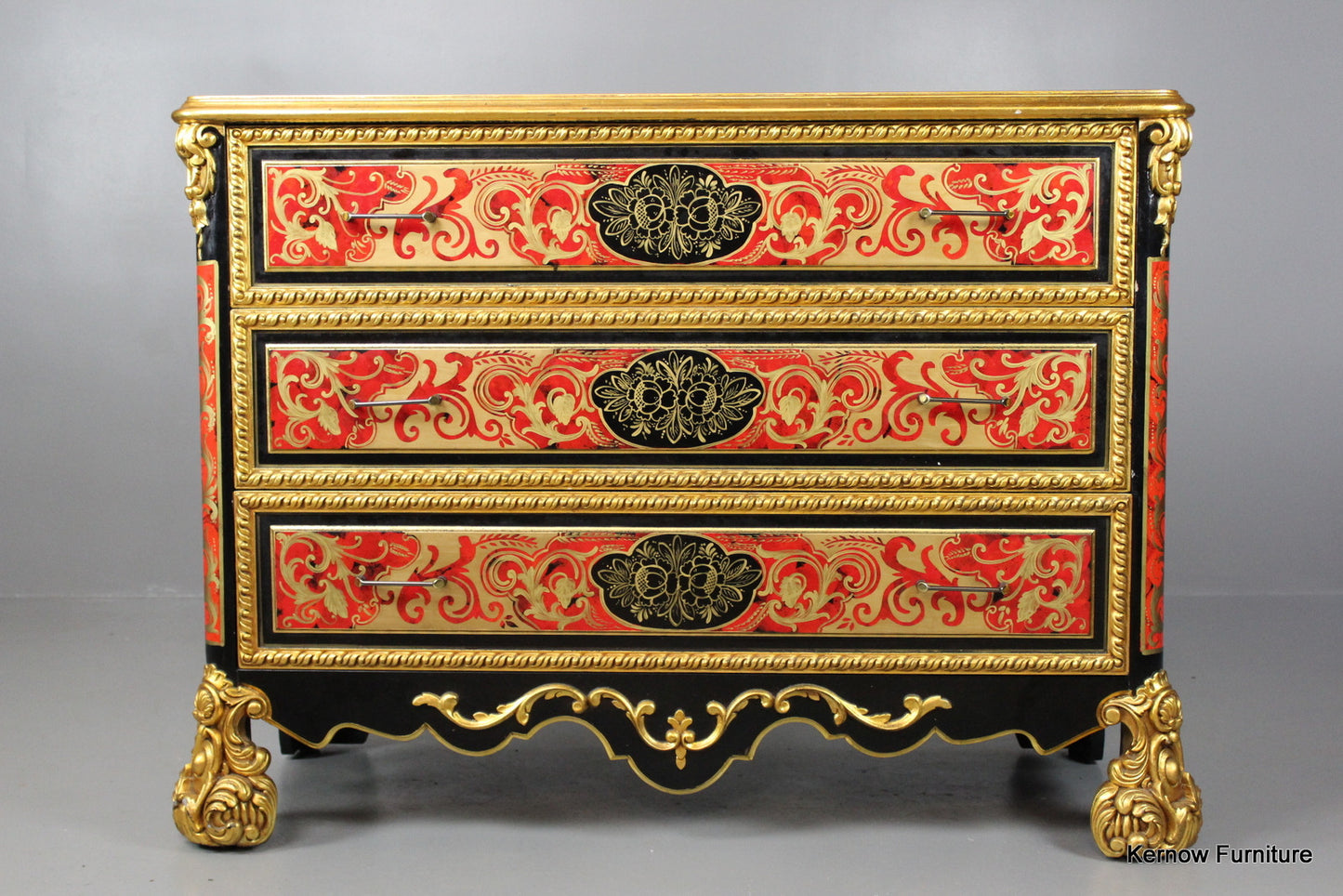 Ornate Handpainted Gilt Chest of Drawers - Kernow Furniture