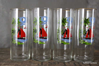 4 Retro Tall Glasses - Kernow Furniture