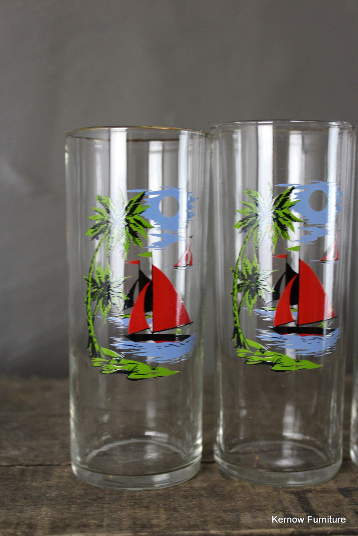 4 Retro Tall Glasses - Kernow Furniture