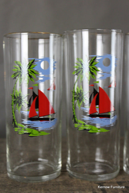 4 Retro Tall Glasses - Kernow Furniture