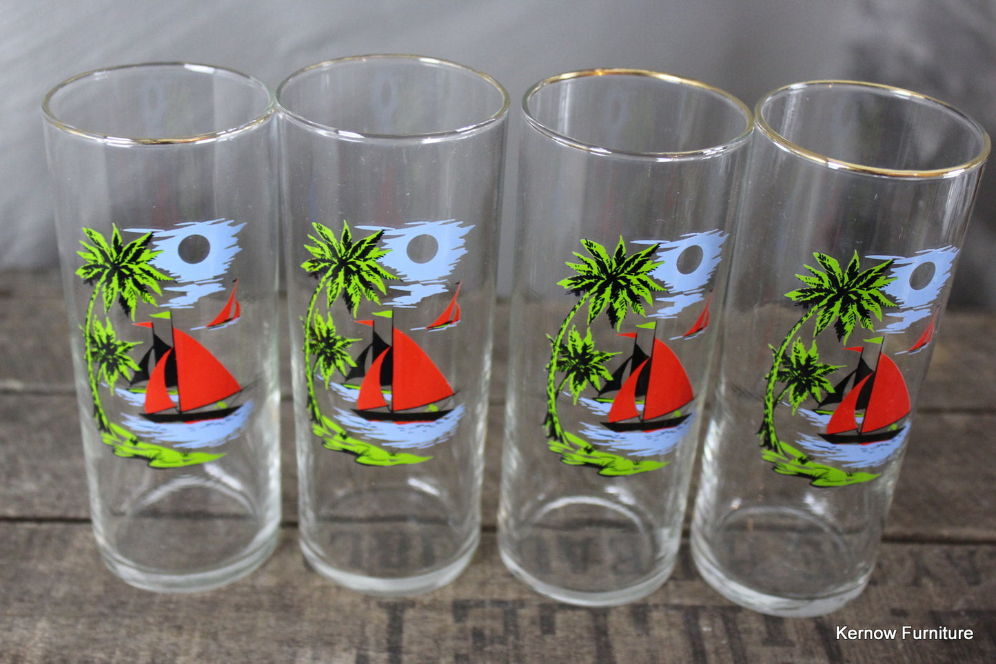 4 Retro Tall Glasses - Kernow Furniture