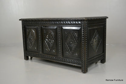 Victorian Ebonised Carved Coffer - Kernow Furniture