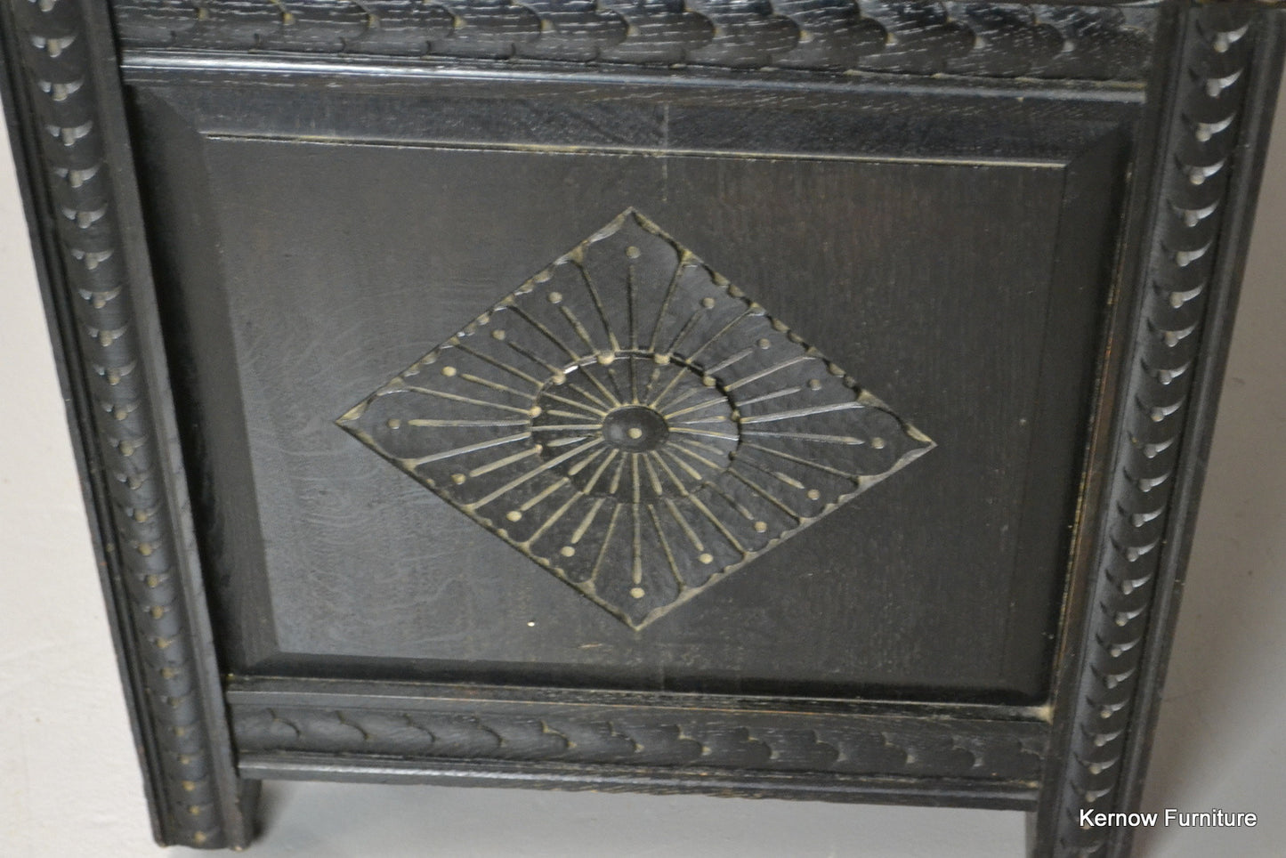 Victorian Ebonised Carved Coffer - Kernow Furniture