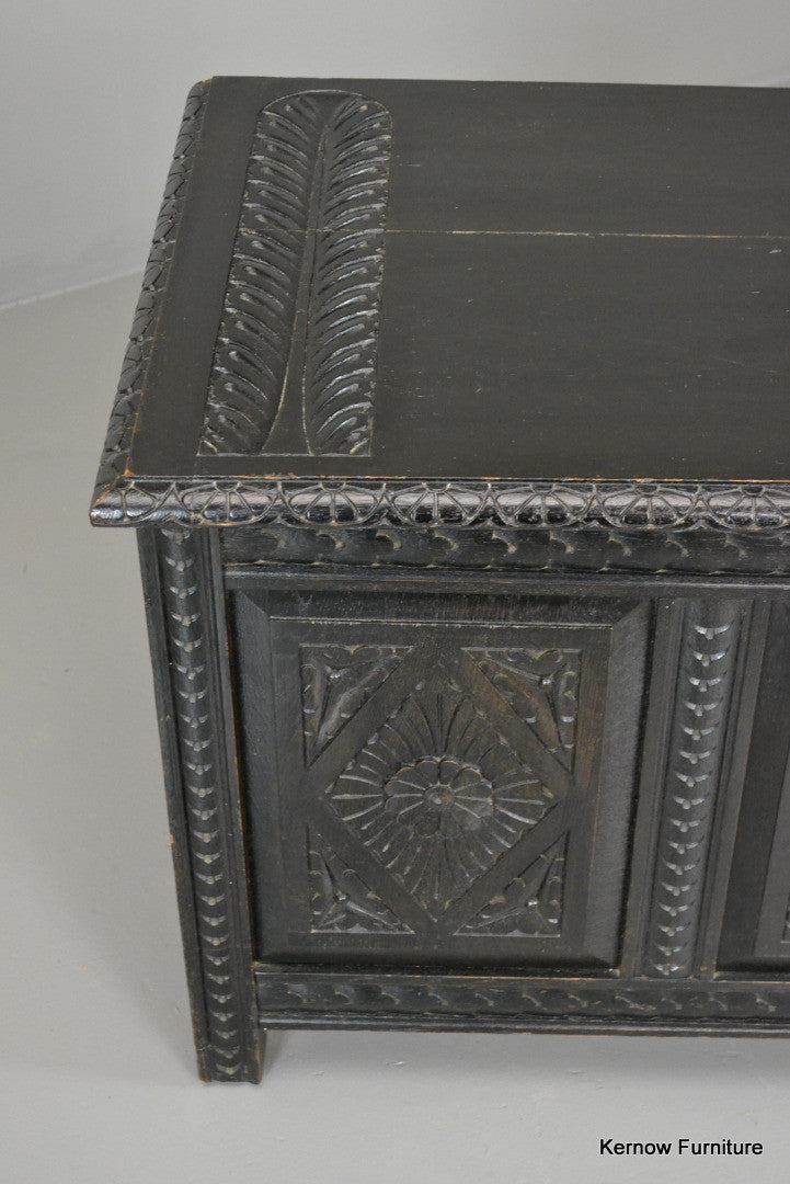 Victorian Ebonised Carved Coffer - Kernow Furniture