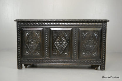 Victorian Ebonised Carved Coffer - Kernow Furniture