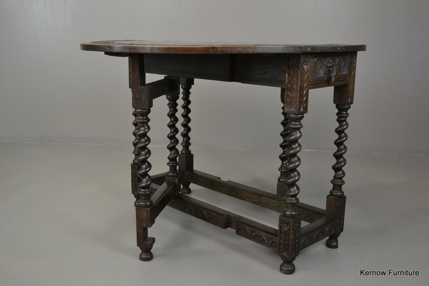 Pollard Oak Carved Drop Leaf Table - Kernow Furniture