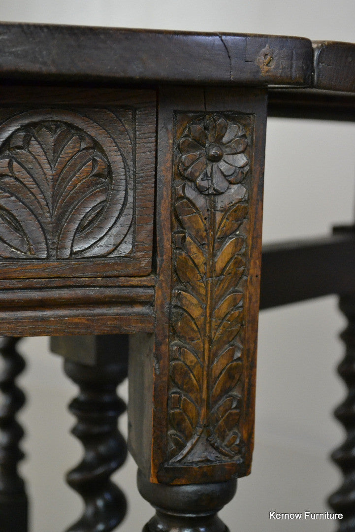 Pollard Oak Carved Drop Leaf Table - Kernow Furniture