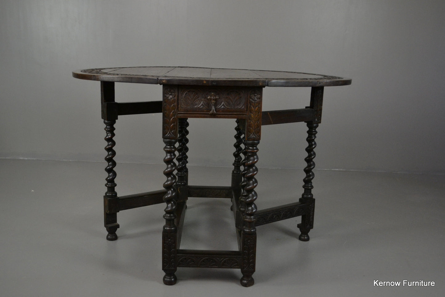 Pollard Oak Carved Drop Leaf Table - Kernow Furniture