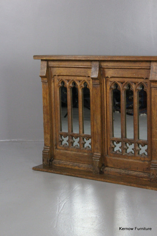 Victorian Oak Gothic Alter Overmantle Mirror - Kernow Furniture