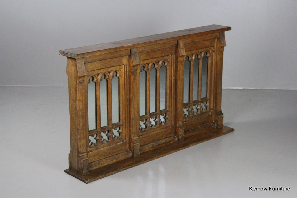 Victorian Oak Gothic Alter Overmantle Mirror - Kernow Furniture